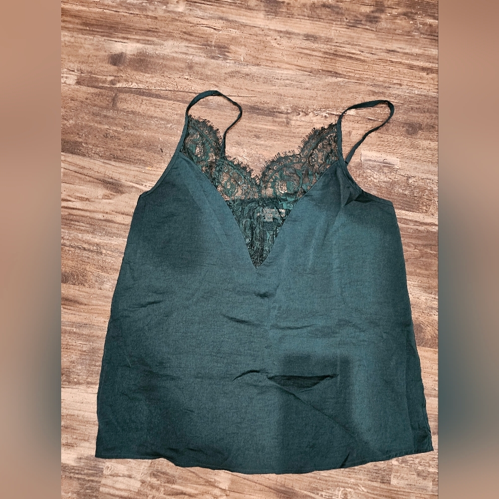 Wishlist Green Lace Trim Cami Top
